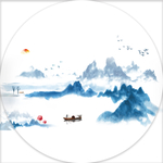 圆形水墨山水
