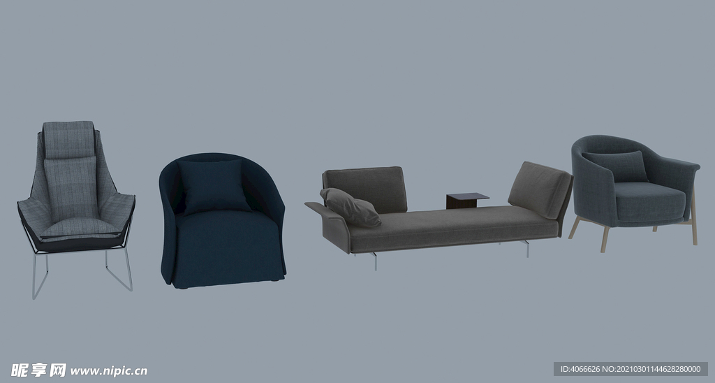 沙发单人椅组合模型