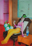 水彩画  杨贵妃