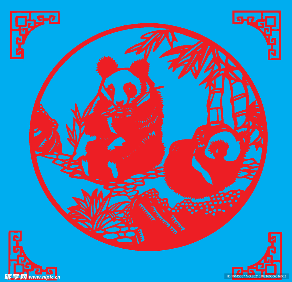 熊猫剪纸