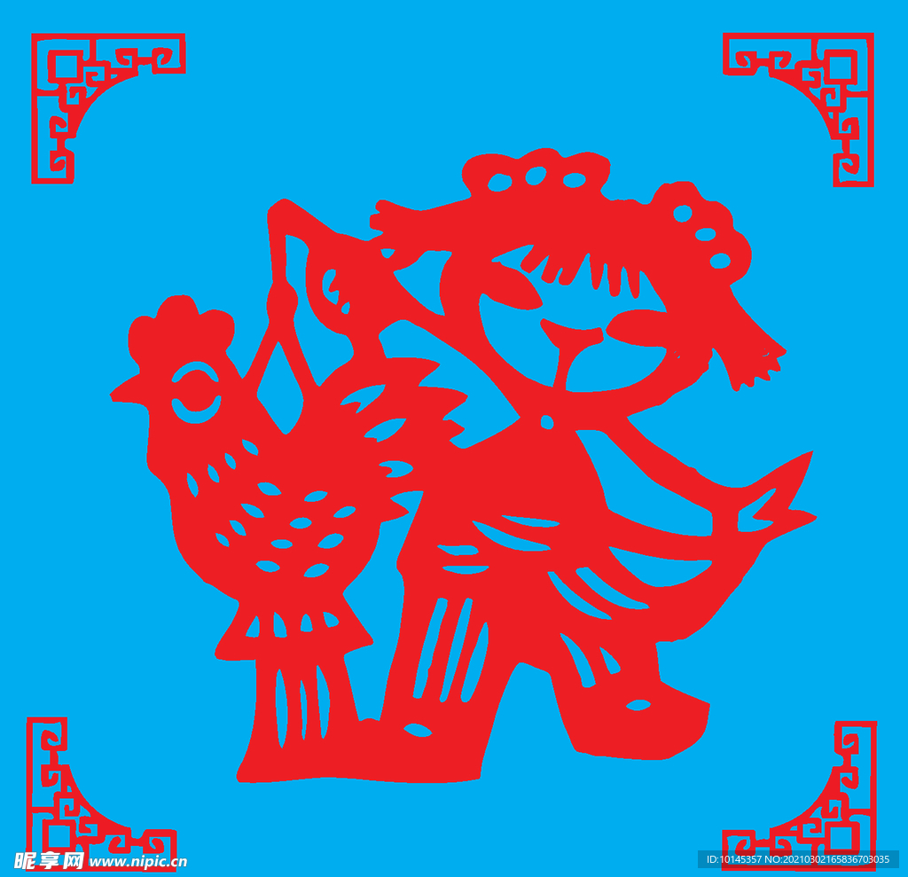 玩花灯剪纸