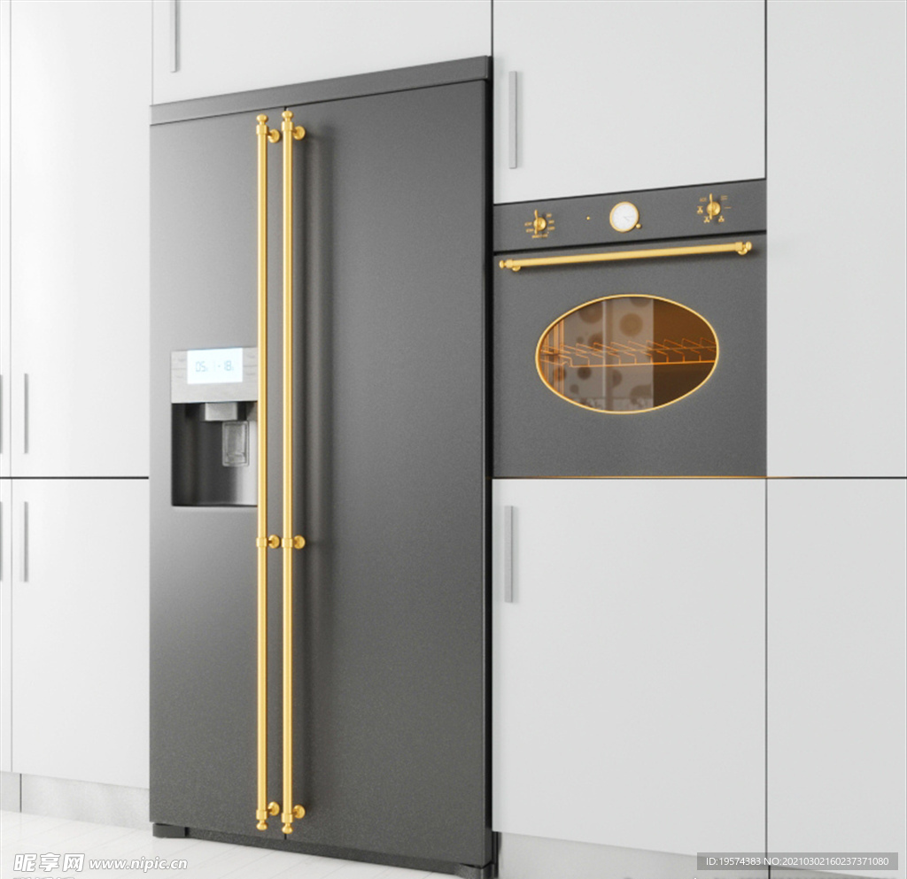 C4D 模型橱柜烤箱制冰机