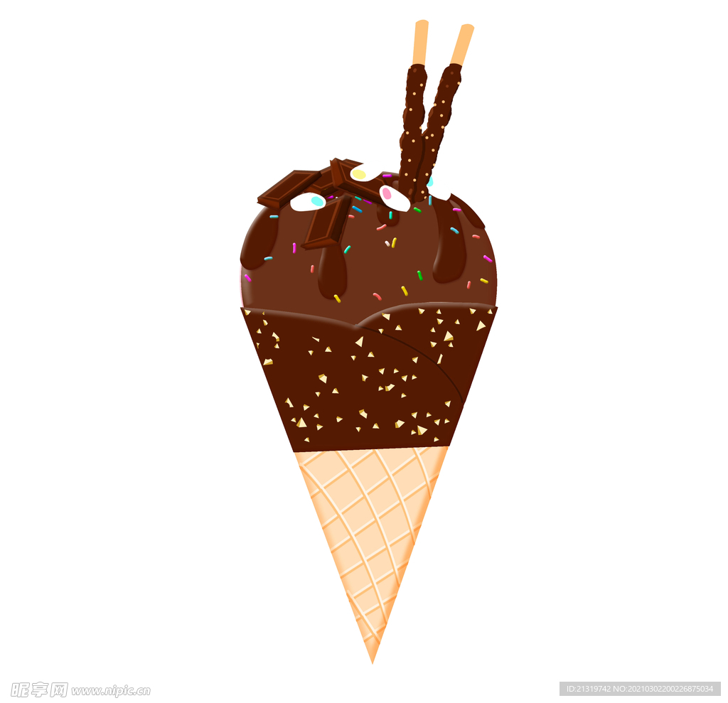 巧克力冰淇淋插画