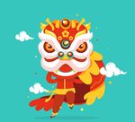 节日舞狮子矢量