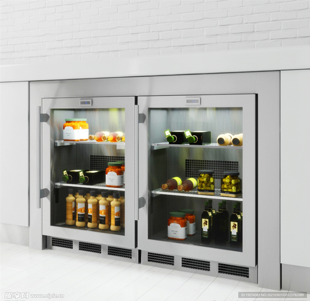 C4D 模型冰箱橱柜酒柜橄榄油