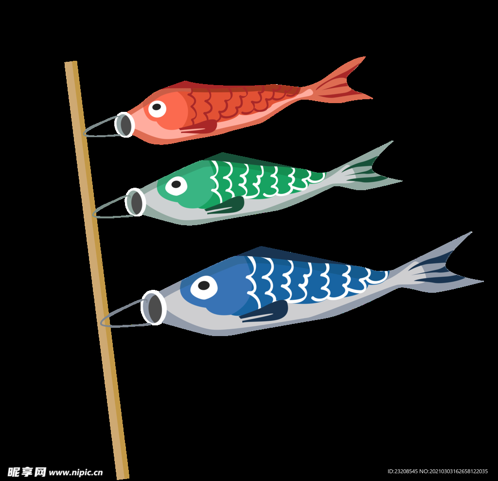 扁平化日本鱼旗元素