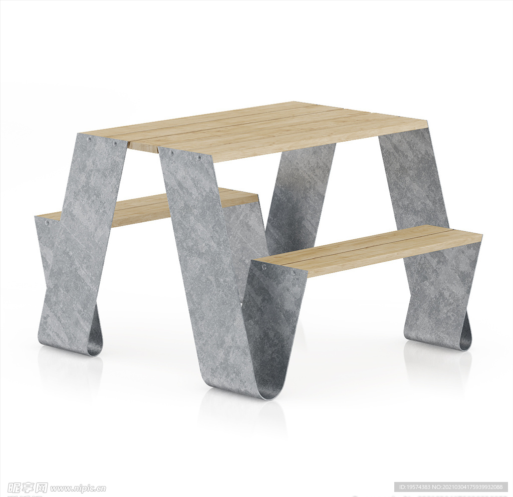 C4D模型木头椅子桌子