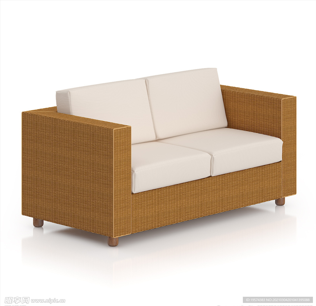 C4D模型木头椅子藤椅编制藤条