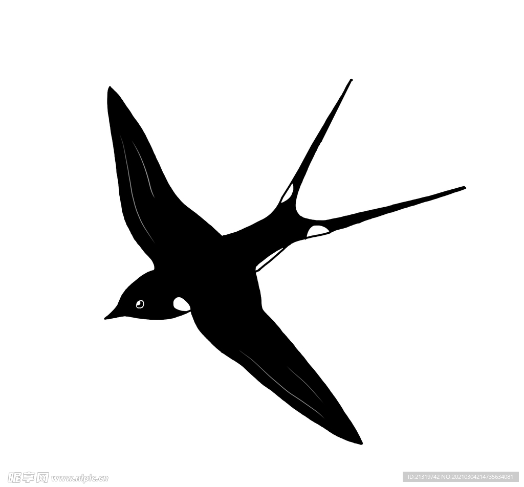 飞翔的燕子剪影插画