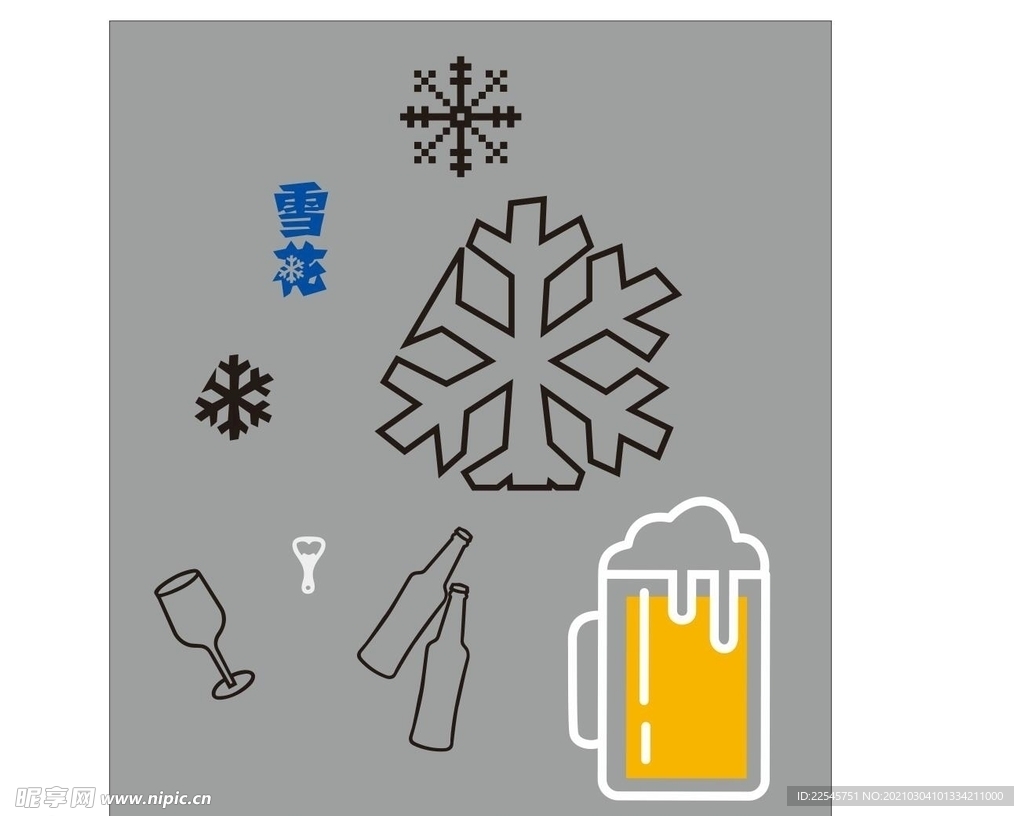 雪花 啤酒 线条 logo