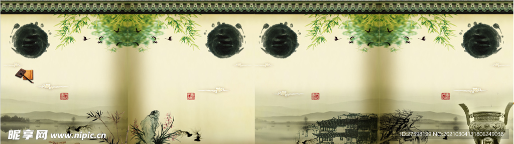 古风水墨校园文化走廊
