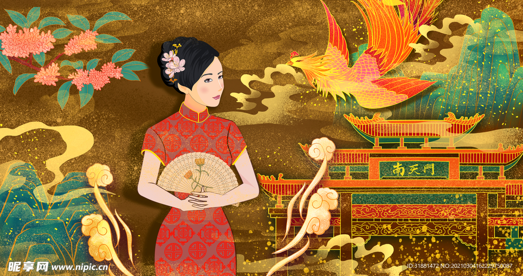 中国风古典美女气质插画