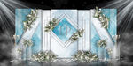 浅蓝色婚礼喷绘打印文件图片
