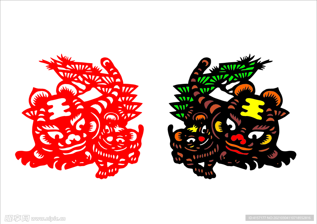 老虎剪纸