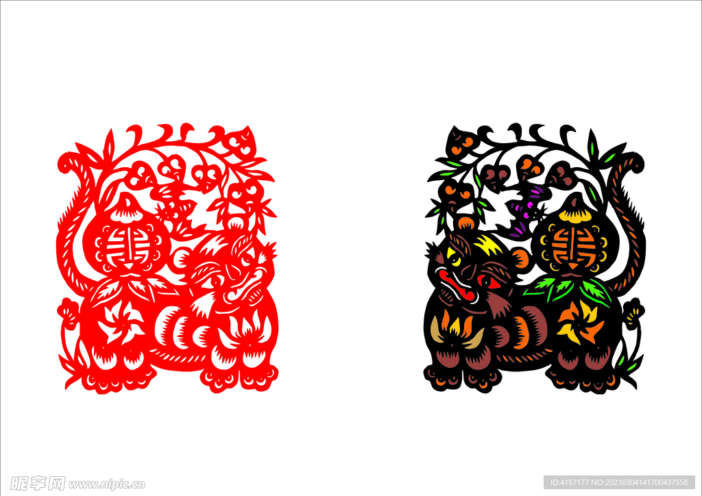 老虎剪纸