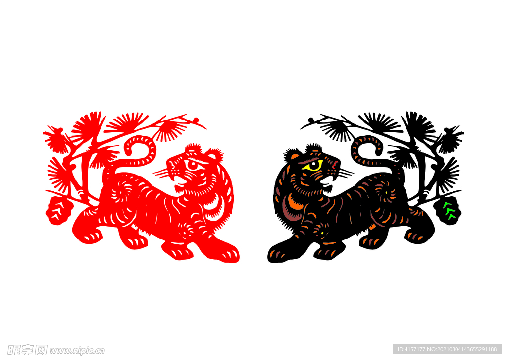 老虎剪纸 2022年 老虎 窗