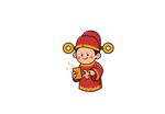 手绘卡通财神爷抢红包