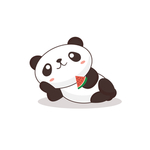 卡通熊猫吃西瓜