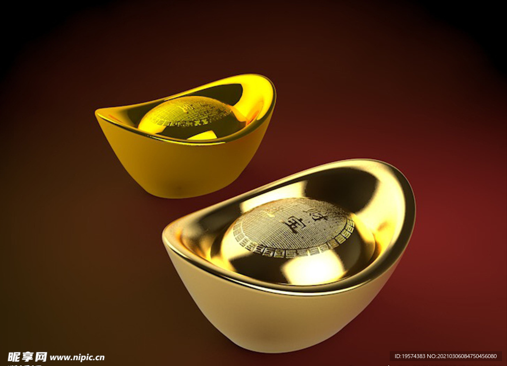 C4D模型黄金金元宝