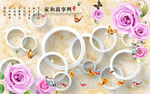 简约现代玫瑰花背景墙