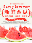 简约新鲜西瓜促销海报