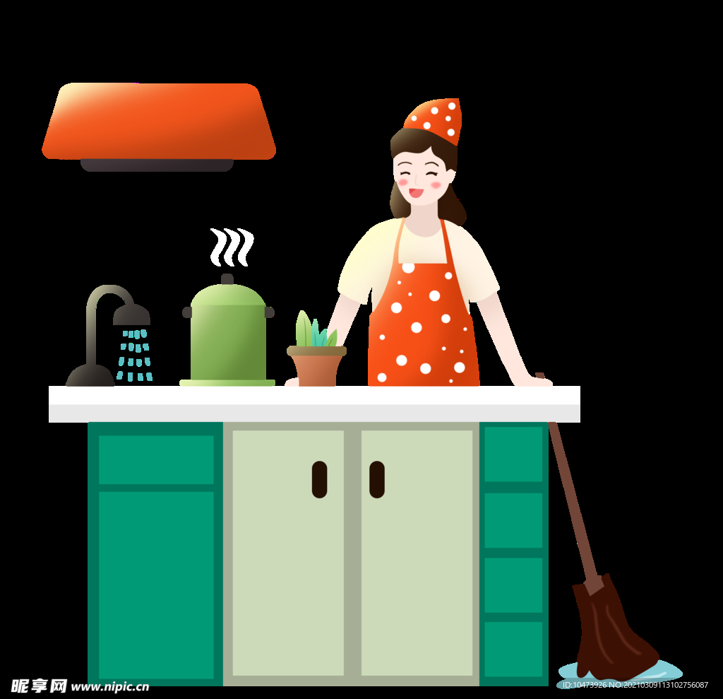 打扫厨房的女人