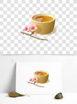 桃花茶手绘素材