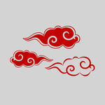 手绘中国风红色云纹