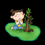 小孩种树