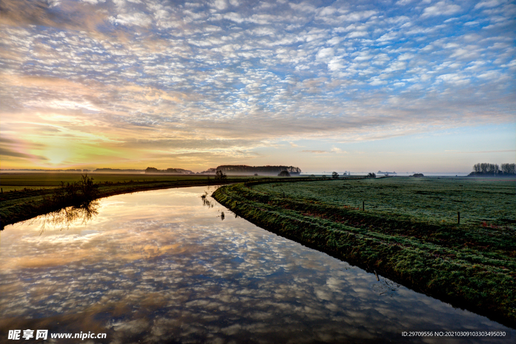 春季夕阳景观