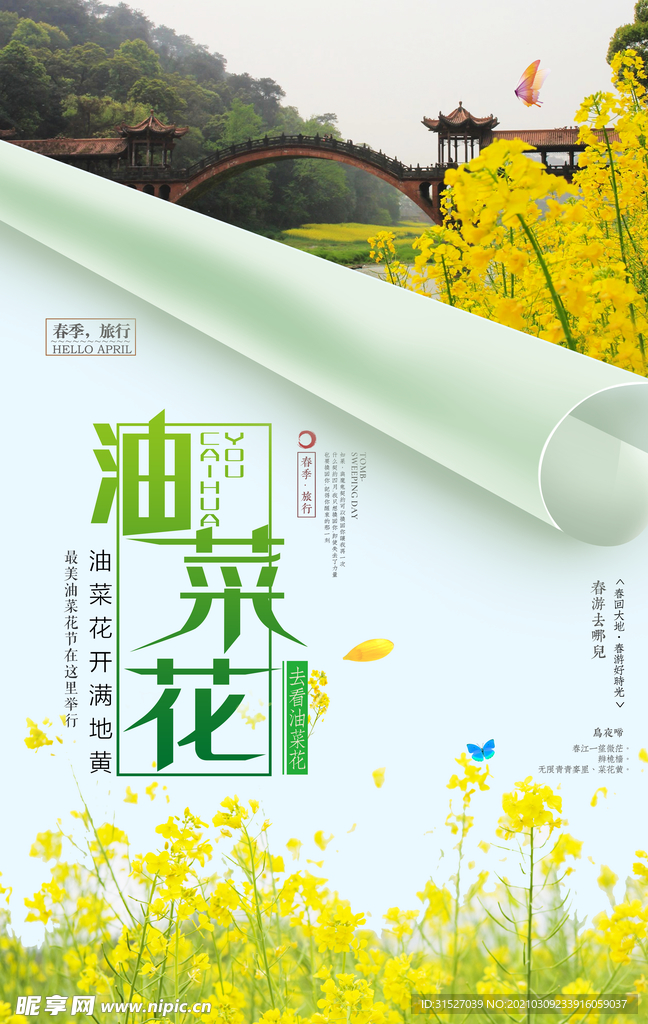 创意春季旅游婺源油菜花节海报
