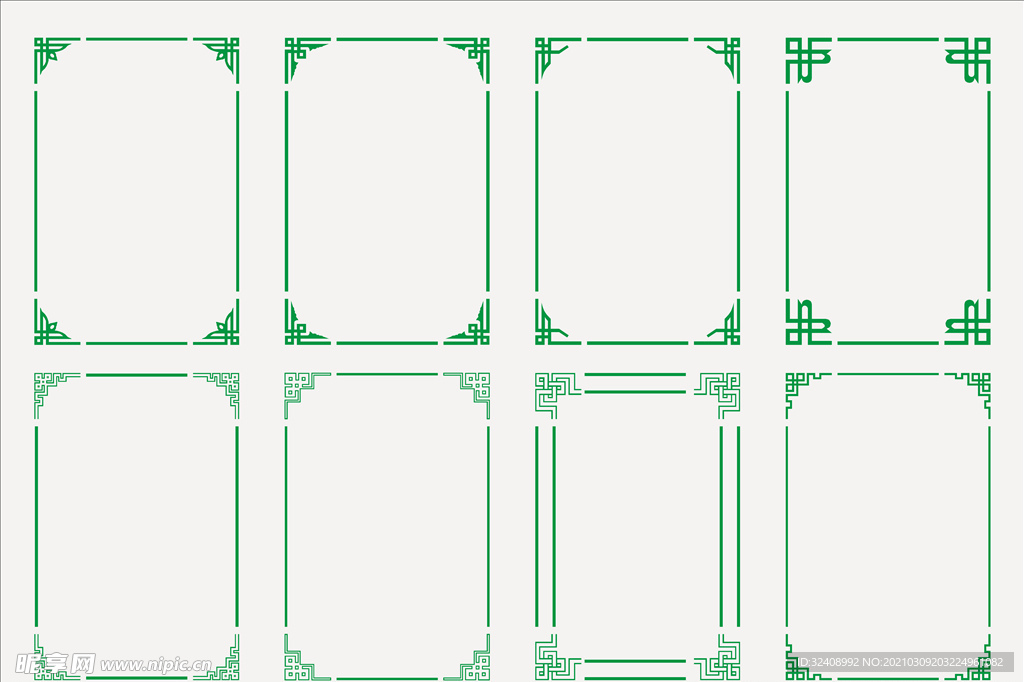绿色中国风纹理边框矢量