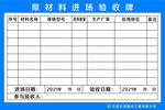 原材料验收牌