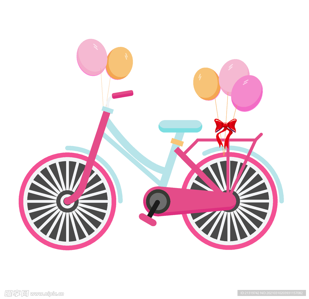 爱心气球自行车插画
