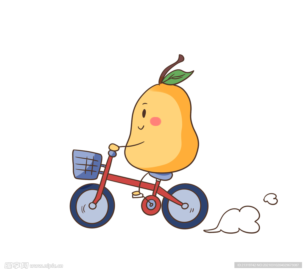 卡通骑自行车的小土豆插画