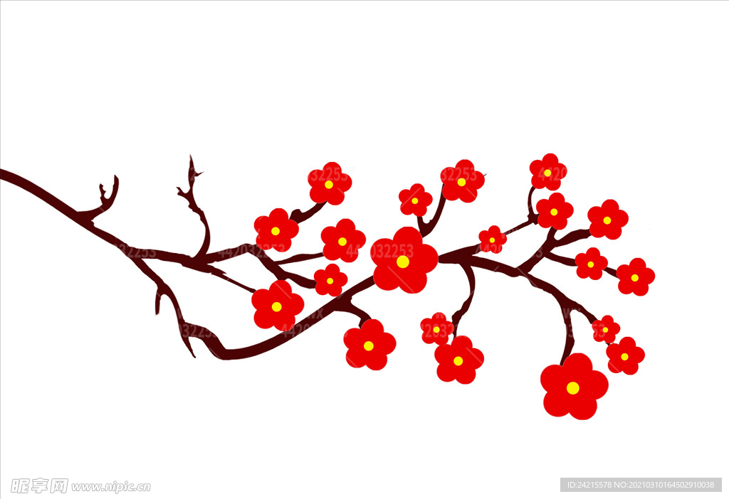 红色花朵梅花植物