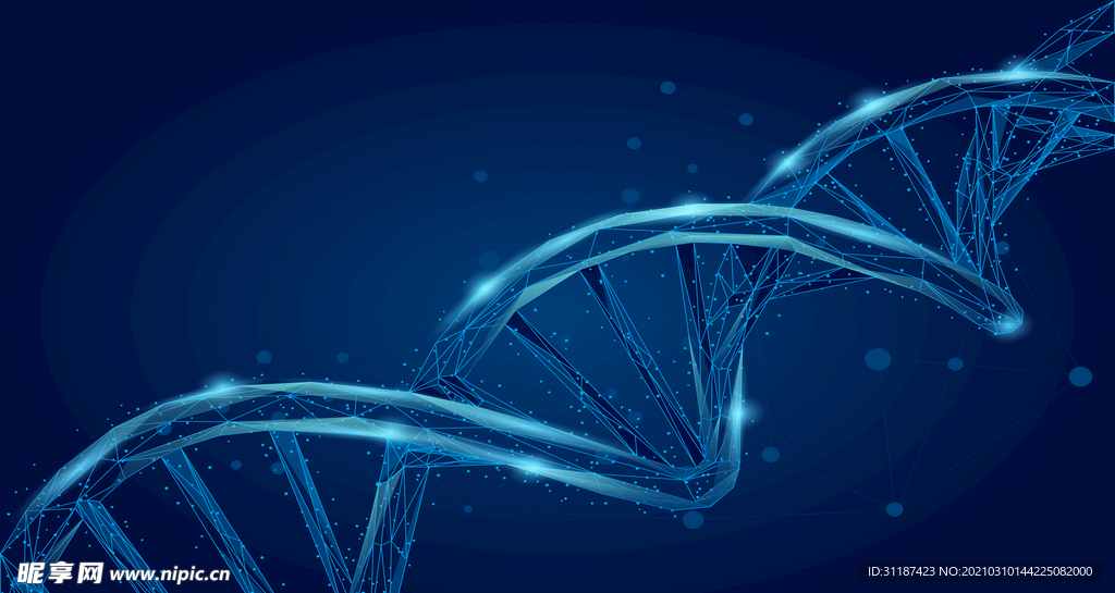 蓝色科技DNA技术分子螺旋链接