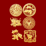 福牛贺春新年免扣元素浮雕效果