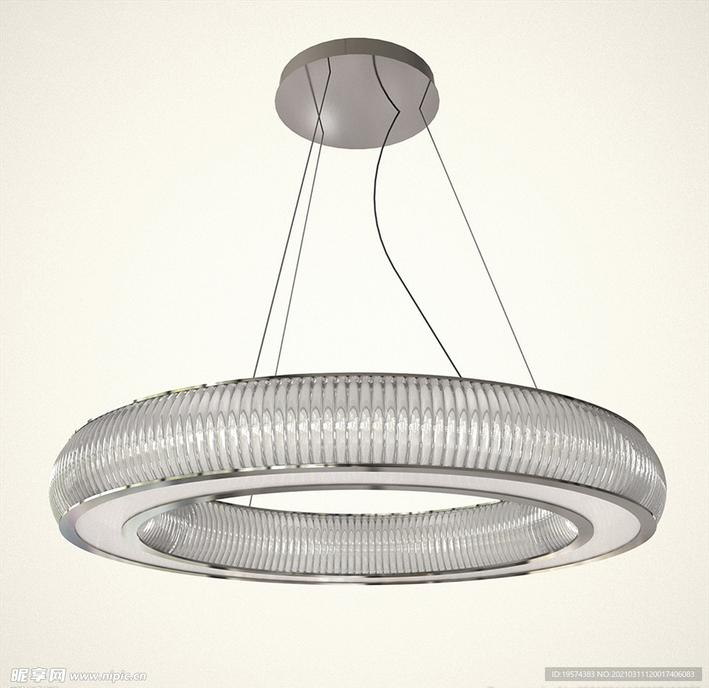 C4D模型悬吊的圆形玻璃灯吊灯