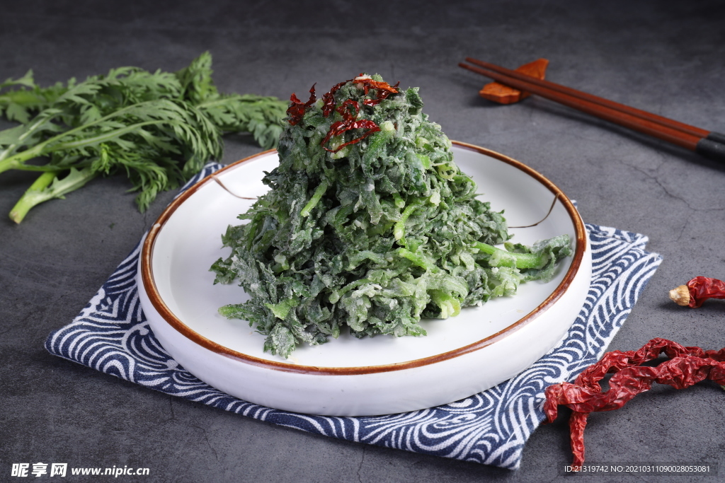 芹菜麦饭摄影图