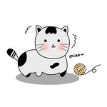 卡通玩线球的黑白猫咪矢量免抠图
