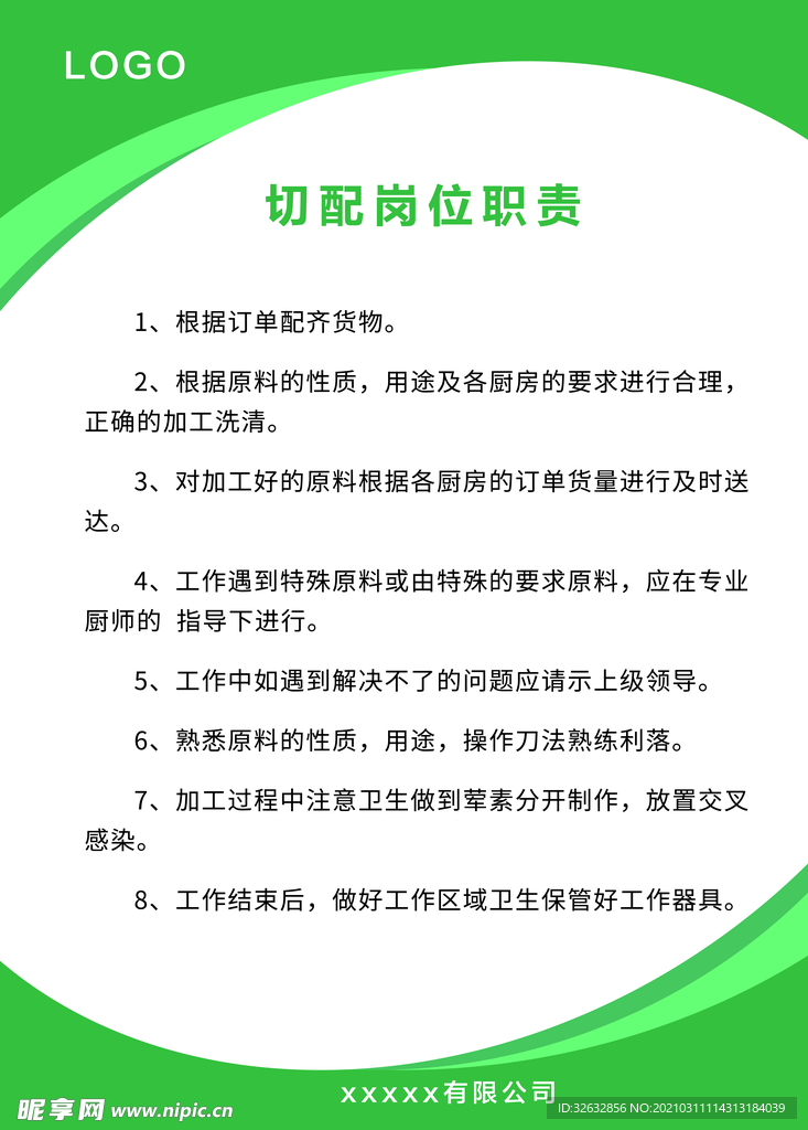 切配岗位职责