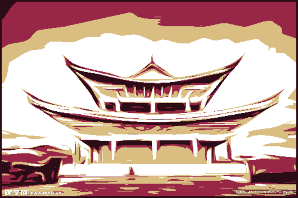古建筑矢量剪影