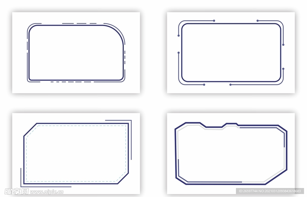 科技感蓝色异形不规则边框