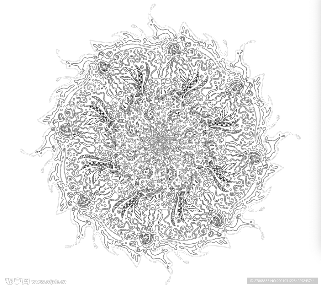 海底生物线描手绘细菌