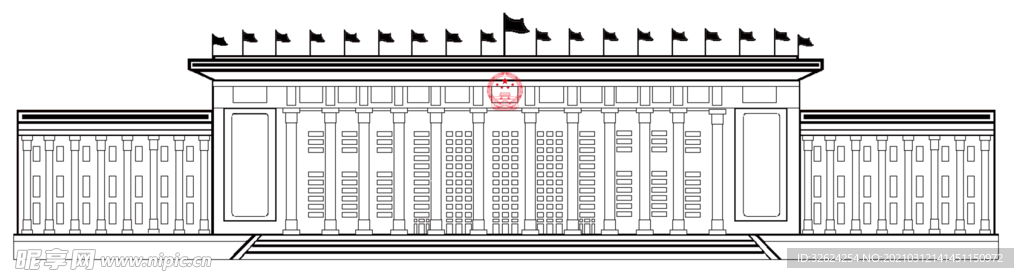 大会堂展开平面矢量图