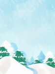 蓝色雪景雪花冰大雪冬天冬季背景