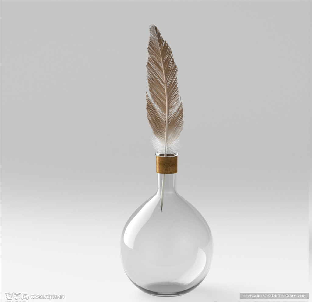 C4D模型羽毛玻璃瓶烧杯烧瓶