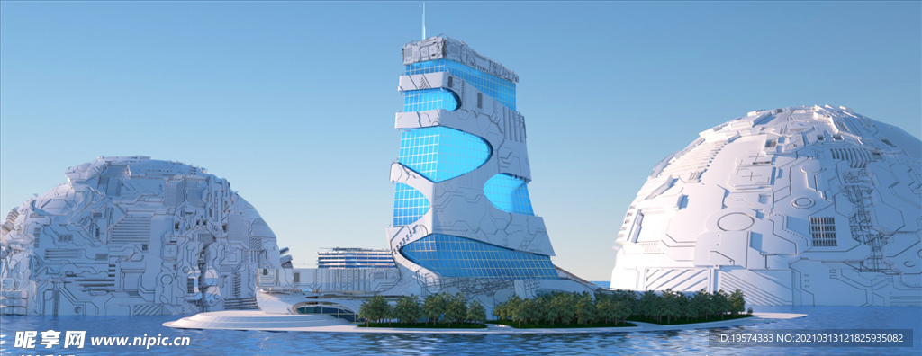 C4D模型未来都市城市