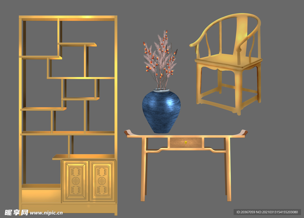 中式家具博古架太师椅案桌